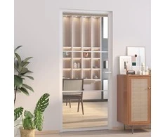 Vidaus durys, baltos, 93x201,5cm, ESG stiklas ir aliuminis