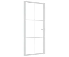 Vidaus durys, baltos, 93x201,5cm, ESG stiklas ir aliuminis