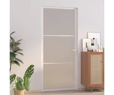Vidaus durys, baltos, 93x201,5cm, matinis stiklas ir aliuminis