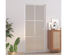 Vidaus durys, baltos, 93x201,5cm, matinis stiklas ir aliuminis