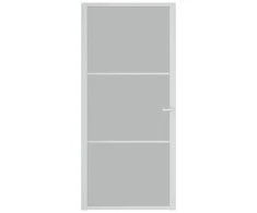 Vidaus durys, baltos, 93x201,5cm, matinis stiklas ir aliuminis