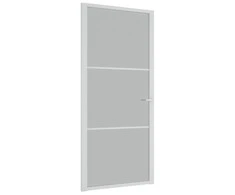 Vidaus durys, baltos, 93x201,5cm, matinis stiklas ir aliuminis