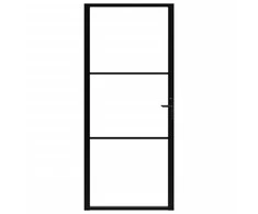 Vidaus durys, juodos, 102,5x201,5cm, ESG stiklas ir aliuminis