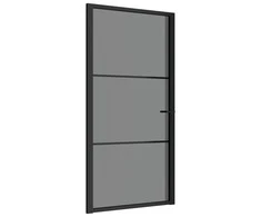 Vidaus durys, juodos, 102,5x201,5cm, ESG stiklas ir aliuminis