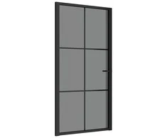 Vidaus durys, juodos, 102,5x201,5cm, ESG stiklas ir aliuminis