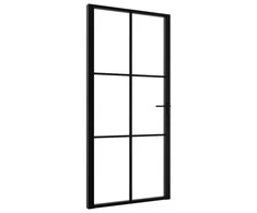Vidaus durys, juodos, 102,5x201,5cm, ESG stiklas ir aliuminis