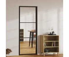 Vidaus durys, juodos, 76x201,5cm, ESG stiklas ir aliuminis