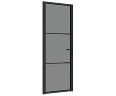 Vidaus durys, juodos, 76x201,5cm, ESG stiklas ir aliuminis