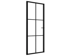 Vidaus durys, juodos, 76x201,5cm, ESG stiklas ir aliuminis