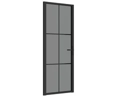 Vidaus durys, juodos, 76x201,5cm, ESG stiklas ir aliuminis