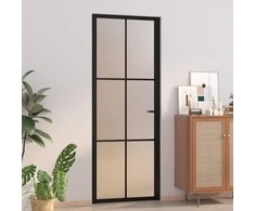 Vidaus durys, juodos, 76x201,5cm, matinis stiklas ir aliuminis