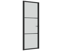 Vidaus durys, juodos, 76x201,5cm, matinis stiklas ir aliuminis