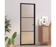 Vidaus durys, juodos, 76x201,5cm, matinis stiklas ir aliuminis