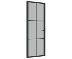 Vidaus durys, juodos, 76x201,5cm, matinis stiklas ir aliuminis