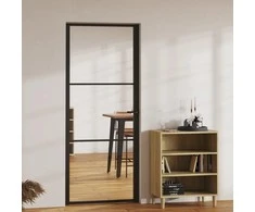 Vidaus durys, juodos, 83x201,5cm, ESG stiklas ir aliuminis