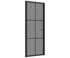 Vidaus durys, juodos, 83x201,5cm, ESG stiklas ir aliuminis