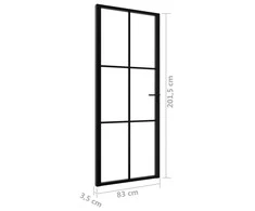 Vidaus durys, juodos, 83x201,5cm, ESG stiklas ir aliuminis