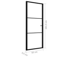 Vidaus durys, juodos, 83x201,5cm, ESG stiklas ir aliuminis