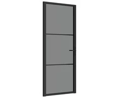 Vidaus durys, juodos, 83x201,5cm, ESG stiklas ir aliuminis