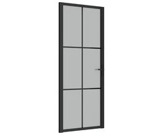 Vidaus durys, juodos, 83x201,5cm, matinis stiklas ir aliuminis