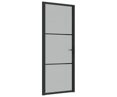 Vidaus durys, juodos, 83x201,5cm, matinis stiklas ir aliuminis