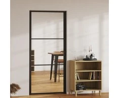 Vidaus durys, juodos, 93x201,5cm, ESG stiklas ir aliuminis