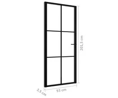 Vidaus durys, juodos, 93x201,5cm, ESG stiklas ir aliuminis