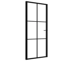 Vidaus durys, juodos, 93x201,5cm, ESG stiklas ir aliuminis