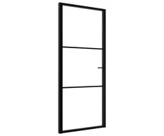 Vidaus durys, juodos, 93x201,5cm, ESG stiklas ir aliuminis