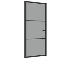 Vidaus durys, juodos, 93x201,5cm, ESG stiklas ir aliuminis