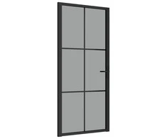Vidaus durys, juodos, 93x201,5cm, ESG stiklas ir aliuminis