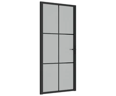 Vidaus durys, juodos, 93x201,5cm, matinis stiklas ir aliuminis