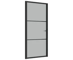 Vidaus durys, juodos, 93x201,5cm, matinis stiklas ir aliuminis