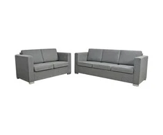 Sofa 2 sofų komplektas, audinys, šviesiai pilkos