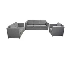 Sofa 3 sofų komplektas, audinys, šviesiai pilkos