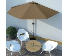 Balkono skėtis su aliuminio stulpu, taupe, 300x155cm, pusinis