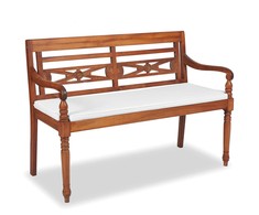Batavia suoliukas su pagalvėmis, 120 cm, tikmedis