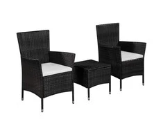 Lauko baldų komplektas Bistro baldų komplektas, 3d., juodas, poliratanas
