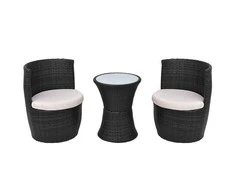 Lauko baldų komplektas Bistro baldų komplektas su pagalvėmis, 3d., juodas, polirat.
