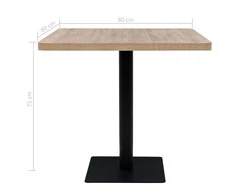 Bistro staliukas, MDF ir plienas, kvadr., 80x80x75cm, ąžuol.sp.
