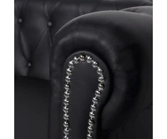 Chesterfield dvivietė sofa, dirbtinė oda, juoda