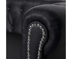 Chesterfield trivietė sofa, dirbtinė oda, juoda