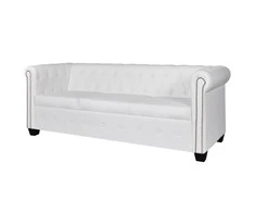 Chesterfield trivietė sofa, dirbtinė oda, balta