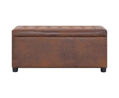 Daiktadėžė-otomanė, ruda, 87,5cm, dirbtinė versta oda