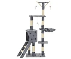Draskyklė katėms su stovais iš sizalio, 138cm, pilkos sp. pėd.