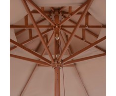Skėtis su mediniu stulpu, taupe, 270cm, su dvigubu stogu