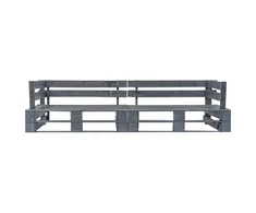 Dvivietė sodo sofa iš palečių, pilkos spalvos, mediena