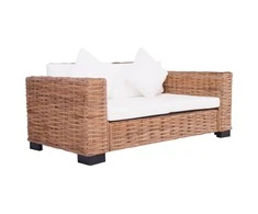 Dvivietė sodo sofa, natūralus ratanas