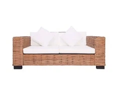 Dvivietė sodo sofa, natūralus ratanas