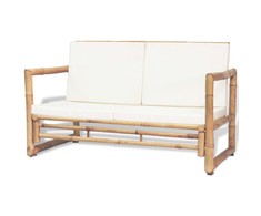 Dvivietė sodo sofa su pagalvėlėmis, pilkos spalvos, bambukas